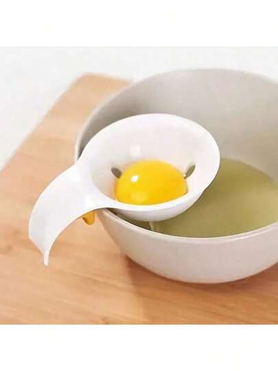 1pc Egg Yolk Separator/Egg White Separator/Egg White Filter, White Plastic Material, Household Egg Separating Tool, Cooking & Baking Tool, Kitchen Gadget