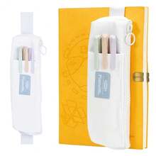 Pen Holder For Notebook, Pen Pouch For Notebook, Small Pen Holder With Adjustable Elastic Band, Slim Pencil Bag Journal Pen Holder Notebook Pen Holder, Zipper Pencil Pouch Makeup Bag - Trắng - Xem 1