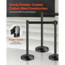 4Pcs Stanchion Post Crowd Control 4 Retractable Belts Sand Injection Base - Default - View 2