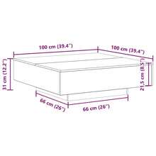 vidaXL Couchtisch, Antik-Holzoptik, 100 x 100 x 31 cm, Holzwerkstoff - Braun - Übersicht 11
