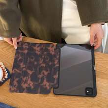Cute Amber Tortoiseshell Pattern Flip Pad Case Suitable For 11th Generation Tablet Protective Case, Pro 2025 New Tablet Protective Shell, Cute 10th Generation Air 7/6 With Pencil Slot Anti-Bending Tablet Protective Shell, 11-Inch Apple Tablet Protective Case For Girls Birthday Gift Spring - 棕色 - 查看 8