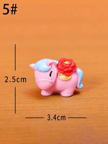 6个吉祥小马摆件，创意微景观配件，可爱桌面/床头/置物架装饰，柔和圆润的设计适合各种生活空间 - 彩色 - 查看 9