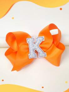 1pc 5 Inch 26 Letters A-Z Pearl Letters Personalized Back To School Ponytail Girl Hair Bow Teenagers Girl Hair Bows With Clips For Festivals Party School Girls Graduation Season Hairgrips For First Day Of School Classroom Girls Students,Teenagers Hair Accessories - 橘色 - 查看 19