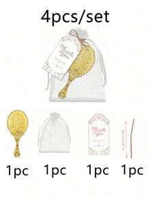 12pcs Vintage Hand Held Mirror Set, Embossed Mirror, Cute Princess Compact Mirror, Small Travel Makeup Mirror With Handle, Lace Portable Hand Mirror, Includes 3 Mirrors, 3 Gauze Bags, 3 Tags And 3 Hemp Ropes, Suitable For Princess Theme Party Gifts, Bridal Shower, Valentine's Day Party, Wedding, Anniversary - Multicolor - View 19