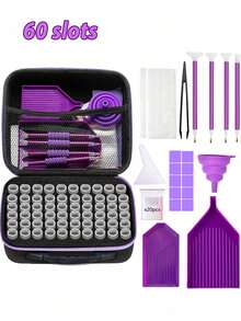 30/60/120/240 Slots DIY Diamond Painting Storage Box, Upgraded Canvas Organizer, Includes Accessories, Shock-Proof Beads & Art Supplies Storage Box, Portable Jewelry Box, Includes Tools, Multi-Functional Craft & Sewing Supplies Set, Plastic Material - Multicolor - View 16