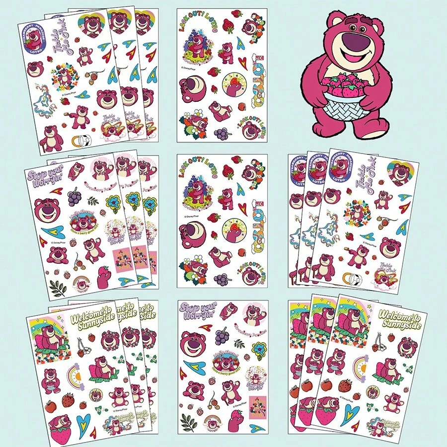 8张迪士尼主题手机壳贴纸，派对礼品，卡通贴纸，粉色贴纸，防水贴纸，适用于书籍、日记本、手机壳、笔记本电脑、平板电脑、水瓶等，非常适合节日、生日或奖励场合。 - 彩色 - 查看 1