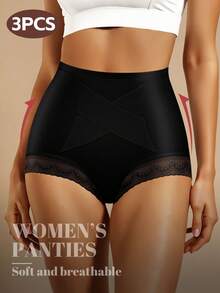 MIOTAN 3条装女士高腰三角裤，显瘦、时尚性感、交叉绑带设计，日常内裤 - 彩色 - 查看 5