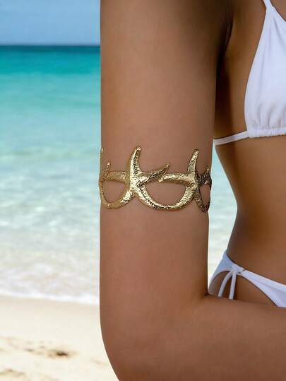 1 pieza Brazalete de estilo de playa de verano con estrella de mar dorada (para mujer)