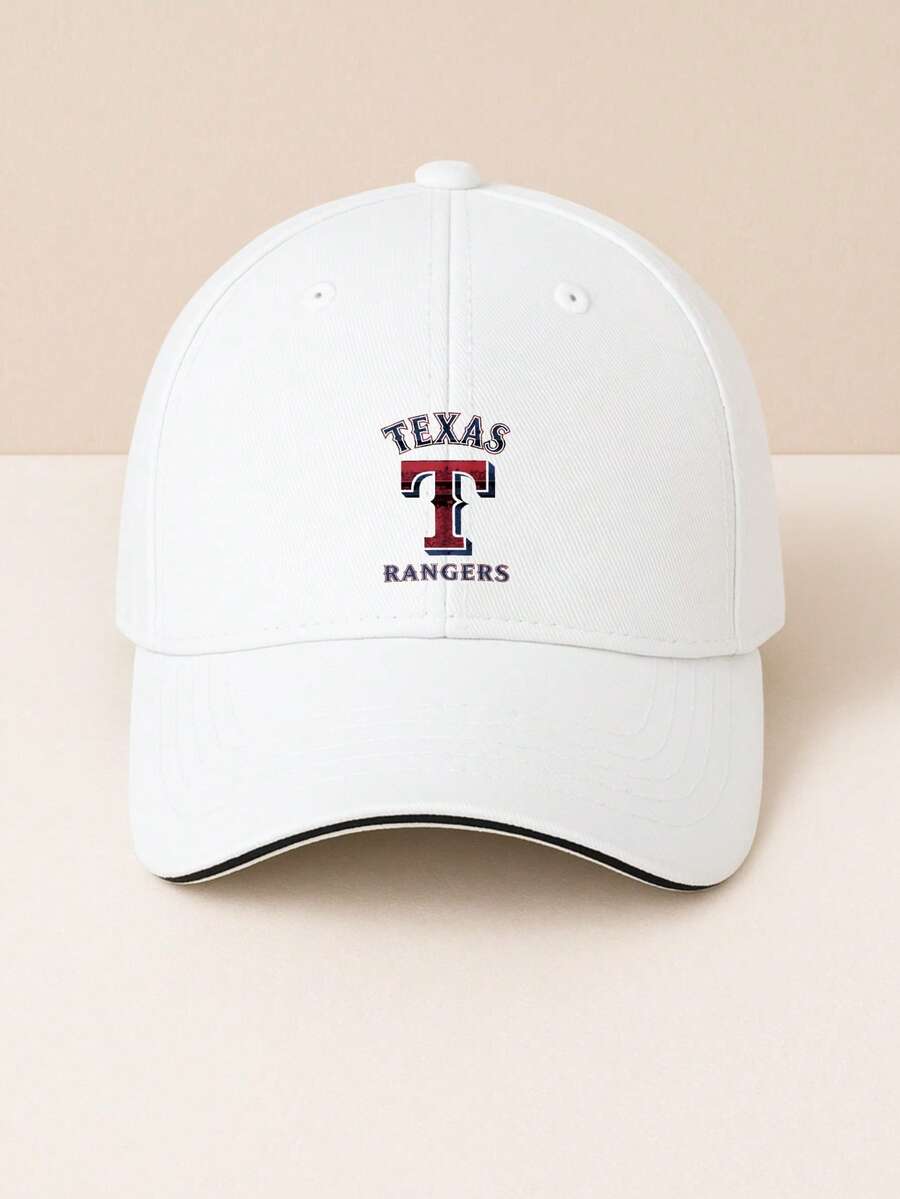Classic Sandwich Baseball Cap For Men And Women Fashionable Sporty Design With Texas Rangers Embroidery Logo Casual Outdoor Wear Adjustable Fit For Everyday Activities And Athletic Use Perfect For Fans Of The Team Lightweight Breathable Fabric Ideal For Travel Hiking Camping And Daily Commute Stylish Look That Combines Comfort And Functionality Suitable For All Seasons - 白色 - 查看 1