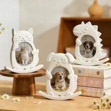 4pcs Seesaw Animal Photo Frame Resin Silicone Mold Set, Cat Resin Mold, DIY Home Decor Plaster Figurine Mold, Dog Dinosaur Epoxy Resin Photo Frame Silicone Mold - Seesaw Animal Photo Frame Mold Set - View 1