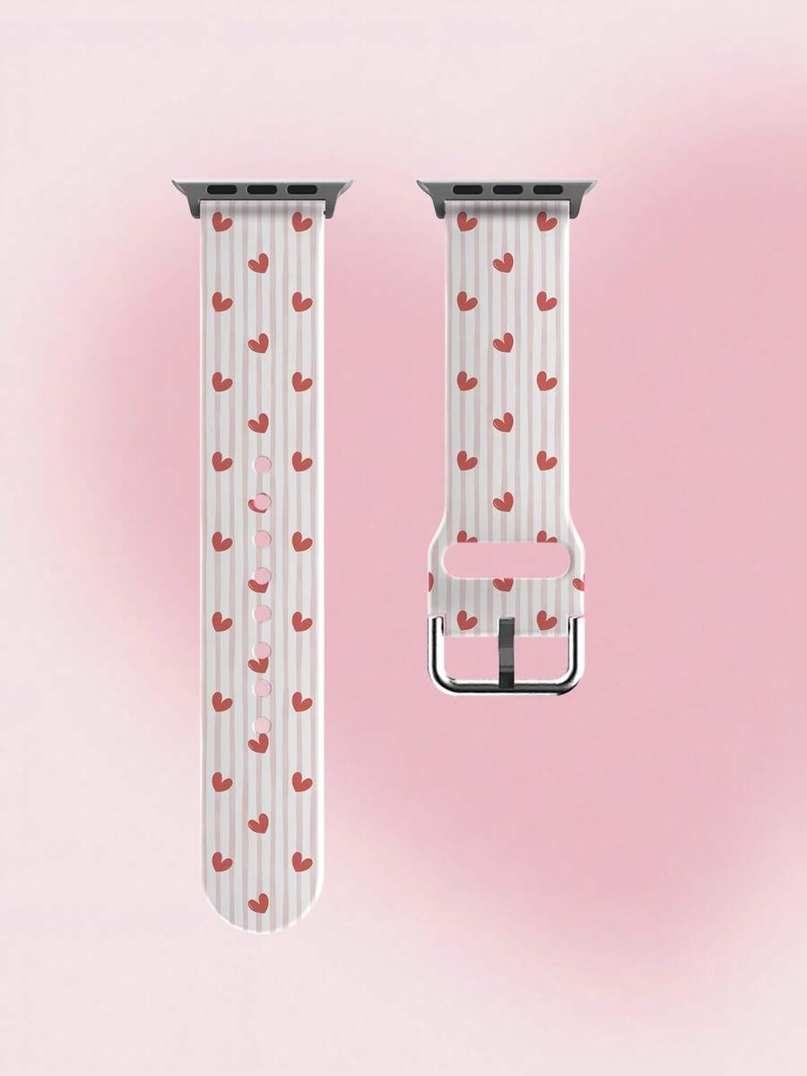 1 pezzo Cinturino per orologio in silicone morbido ed elastico, a righe rosa e bianche con cuore rosso, compatibile con smartwatch , Garmin, Honor, misure 38mm, 40mm, 41mm, 45mm, 44mm, 42mm, 46mm, 49mm, di stile casual e alla moda, disponibile in più colori, compatibile con Apple Watch Ultra SE/11/10/9/8/7/6/5/4/3/2/1 - Multicolore - Visualizzare 1