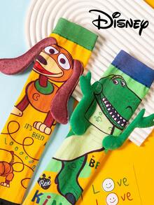 Disney 3双装3D立体压纹儿童过膝袜，可爱卡通图案，返校必备，高品质时尚礼品，适合年轻粉丝 - 彩色 - 查看 5