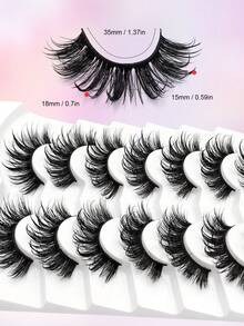 Asiteo 7对湿润触感卡通假睫毛，蓬松浓密，戏剧性仿貂毛睫毛，适合日系动漫人物妆容 - 漫畫款濕睫毛 - 查看 5