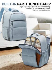 Plecak podróżny Ryan Air 40x20x30 cali – odpowiedni dla mężczyzn i kobiet, wielokolorowy, modny plecak na laptopa 15,6 cala, pasuje do laptopa 15,6 cala, odpowiedni do szkoły, na piesze wędrówki, do pracy, klasyczny plecak casualowy dla studentów, na zajęcia na świeżym powietrzu, podróże, do pracy, do biznesu, dojazdy do pracy - Jasnoniebieski - Zobacz 9