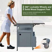 40.5" Outdoor Grill Cart With Stainless Steel Top, Blue+Gray - Default - View 8