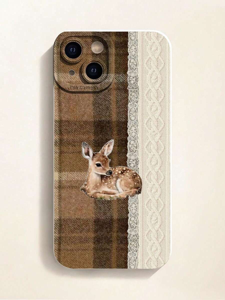 1pc Deer Pattern Soft Silicone Full Body Protective Phone Case, Compatible With IPhone 16 ProMax/16/16 Pro/16 Plus/11/15/15 Pro/15 ProMax/12/13/14 ProMax/XS/XR/11 Pro/11 ProMax/12 Pro/12 ProMax/13 Pro/13 ProMax/7 Plus/14 Pro/14 ProMax/14 Plus/7 Plus/8 Plus/8/SE2/12 Mini/13 Mini, Anti-Yellowing - trắng - Xem 1