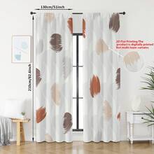 两片装北欧风格抽象2D印花窗帘，简约半遮光，适用于客厅和卧室，营造温馨舒适的家居装饰氛围 - 彩色 - 查看 3