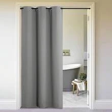 Patio Door Curtain Sound Blocking, Bedroom Privacy Room Divider Curtain Screen Partitions, Thermal Insulated Blackout Closet Sliding Door Curtain (1 Panel, 8.3ft Wide By 7ft Long, Gray) - 銀灰 - 查看 1