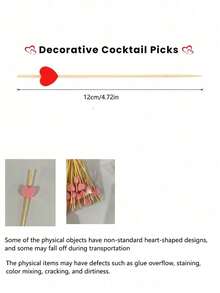 100 que xiên tre hình trái tim màu hồng dùng cho cocktail, trang trí bánh, xiên trái cây, xiên salad, xiên món khai vị, thích hợp cho đám cưới, tiệc tùng, Ngày Valentine, sinh nhật, Ngày của Mẹ. - Nhiều màu - Xem 11