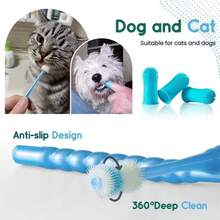 3件套宠物牙齿护理套装，硅胶狗狗牙刷套装，含指套牙刷和超软毛刷，360度全方位设计 - 彩色 - 查看 10