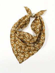 1条波西米亚风花卉三角头巾发带，适合日常佩戴，时尚发饰，休闲发带，优雅发巾 - 黃色 - 查看 6