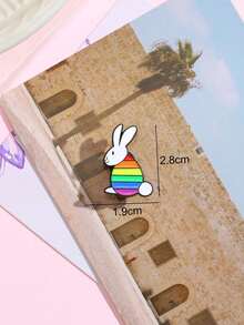 1枚可爱兔子卡通胸针，适合女性佩戴，也适合约会佩戴。 - 彩色 - 查看 2
