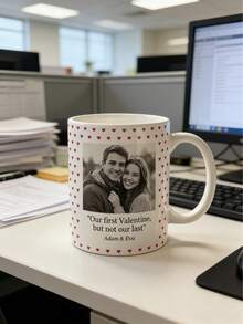 1pc Custom Mug,Personalized Heart Border Photo Mug, Personalized Valentine Mug With Picture And Names,Cute First Valentine Coffee Mug Gift For Couples,Gift For Him/Her,Ideal For Valentine's Day,Anniversary & Special Occasions - Multicolor 5 - View 7