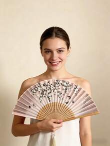 1 Stück vintage handgefertigter Bambus Faltfächer mit Quaste - elegantes Geschenk für Frauen, Hochzeitsfavors, traditioneller chinesischer Kostümfächer - Verschiedenfarbig - Übersicht 5