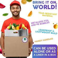 Insulated Foil Bag With Handles, 12 X 10 X 9 Inches. 5 Pack Thermal Bags For Frozen Food. Metallized Foil Insulated Box Liners With Bubble Cushion. Insulated Shipping Bags For Food, Cosmetics,Pack Of 5 Box For Shipping Frozen Food, 12 X 10 X 9 Inches. Thermal Liner For Boxes Is A Must-Have For Anyone On The Go. Easy To Carry With Its Handy Handles, Thermal Insulated Bag Is Perfect For Your Daily Lunch, Making Meal Times Stress-Free And Enjoyable. - 銀色 - 查看 5