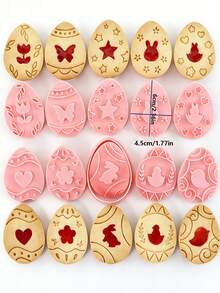 10pcs Easter Cookie Cutter Set, Cookie Mould Press, Easter Eggs Cookie Cutter Set With Plunger Stamps Set, Kitchen Tools, Plastic Cookie Stamps - Multicolor - View 13
