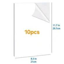 10/20/50/100张 - 光面乙烯基贴纸 - A4尺寸（8.3 x 11.7英寸），自粘，防水，兼容喷墨和激光打印机 - 白色 - 查看 10