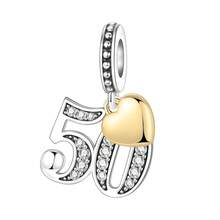 CYMYSS 1pc Fashionable Numeral Pendant, Silver-Plated Copper With Cubic Zirconia, Heart Accent, Birthday/Anniversary Gift For Women - Multicolor - View 24
