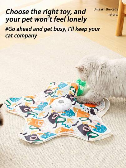 Interactive Cat Toys Chargeable,Automatic Toy For Indoor Cats With Moving Concealed Wand 2 In 1 Hide And Seek Game Cat Toy For Hunting Instincts Exercise, Bored Adult Cats Wand Toy