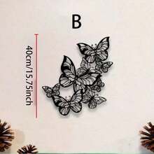 Butterfly Metal Wall Art - Elegant Black And White Iron Sculpture, Delicate Leaf Design, Suitable For Indoor/Outdoor Home Decor, Applicable To Living Room, Kitchen, Garden, Office Wall Hanging Decoration, Butterfly Decor - Black - View 12