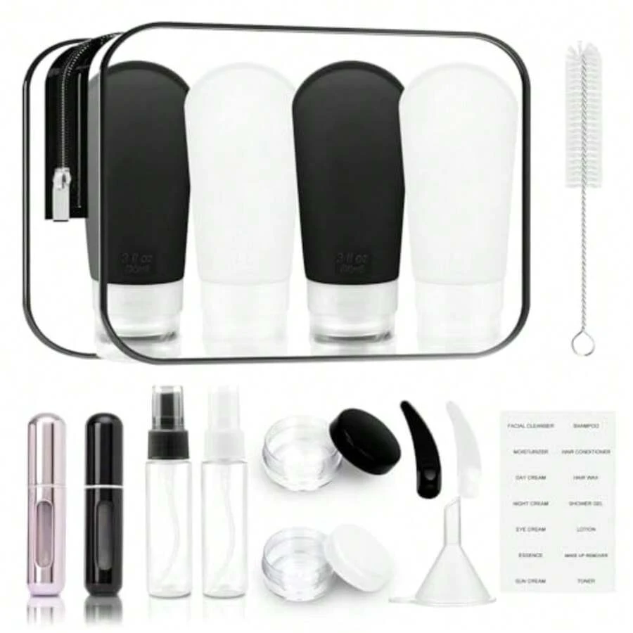 CYPNBotellas de Viaje Recargable Contenedores de Silicona Reutilizable a Prueba de Fugas con etiqueta botellas de viaje portátil Recipientes de Viaje Exprimibles sin BPA para Champú loción EsprayFashion - 219724053 - Ver 1