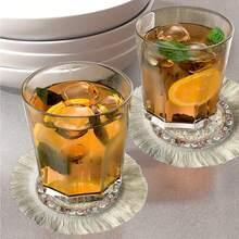 1/4/6件装中东节日系列，多瓣星形图案，几何花卉设计，镂空边框，餐垫/咖啡杯垫，优雅的斋月月光圆形餐垫/杯垫，涤纶材质，花卉边框，可手洗 - 餐桌理想之选 - 彩色 - 查看 8