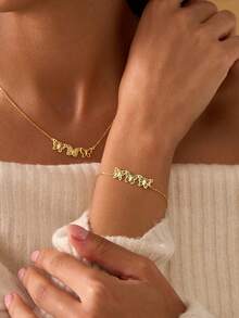 定制蝴蝶手链，多只蝴蝶手链，女士手链，送给妈妈的家庭手链，个性化珠宝礼物，母亲节礼物，妈妈项链，送给妈妈的有意义的礼物，个性化名字珠宝，秋季时尚，复古，男女皆宜，简约，休闲 - 彩色 - 查看 7