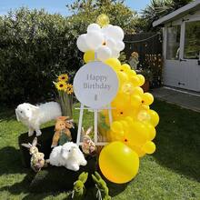 Yellow And White Balloon Set, 20Pcs 10/12 Inch Gold Aluminum Foil Sequin Balloon And Helium Latex Pack For Birthday Wedding Anniversary Baby Shower Party Decorations - Multicolor - View 2