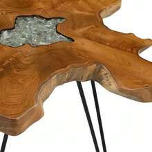 vidaXL Tavolino basso 70x45 cm Legno massello e legno poliuretanico - Multicolore - Visualizzare 9