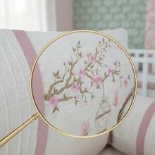5pcs American Crib Kit Linen And National Girl Floral Rose Crib Protector Complete Baby Layette - Rusty Rose - View 2