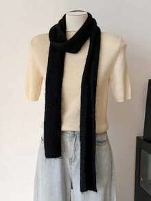 1pc Casual Versatile Solid Color Long Tube Fuzzy Scarf - Multicolor - View 4