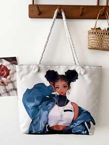 Túi tote in họa tiết chất lượng cao, túi xách tay ngoài trời dung tích lớn, thiết kế thời trang và độc đáo. - Nhiều màu - Xem 9