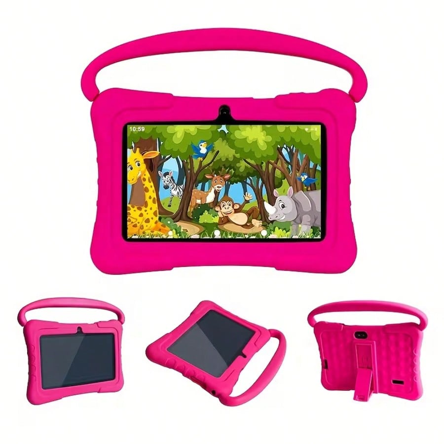 7-Inch Kids Tablet, 64GB ROM, 4GB RAM, Android 13, Suitable For 3-14 Years Old, 2.4G WiFi, GSM, Eye Protection Mode, Educational Features, Parental Control, Includes Silicone Protective Case