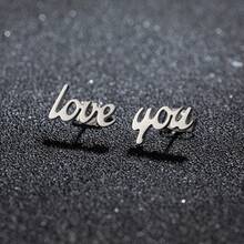 1 Pair "LOVE YOU" Letter Earrings, Fashionable And Personalized Letter Earrings, Minimalist Style, Letter Elements Suitable For Daily Commuting, Dating, Parties - GED466 - View 1