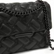 Mini Quilted Shoulder Bag With Black Chain Strap, Stylish Evening Purse For Women, Versatile Crossbody Bag For Party & Casual Use - Black - View 3
