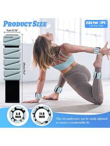 Ankle Weights Set Of 2 (1 Lb/2 Lb/3 Lb Each) Adjustable Wrist Weights For Women Men Wearable Arm Leg Weight For Pilates, Running, Walking, Workout, Yoga,39832591 - 灰色 - 查看 6