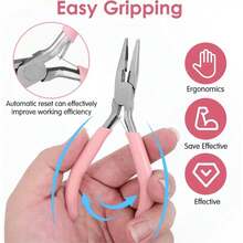 High Quality Carbon Steel Round Nose Serrated Jewelry Pliers - Pink, Ideal For DIY Beading And Crafting - Multicolor - View 4