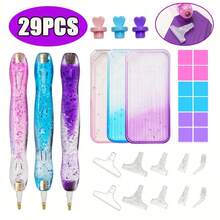 DIY钻石画点钻笔套装，渐变双色漏斗钻石托盘，亚克力粗线笔套装，手工钻石刺绣马赛克装饰工具配件 - 彩色 - 查看 11