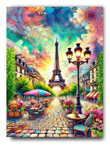 Colorful Parisian Scenery Diamond Art Kits For Adults - 5D Diamond Painting Kits For Beginners,DIY Full Drill Dots Gem Art Paint Picture For Home Wall Decor - Multicolor - View 1