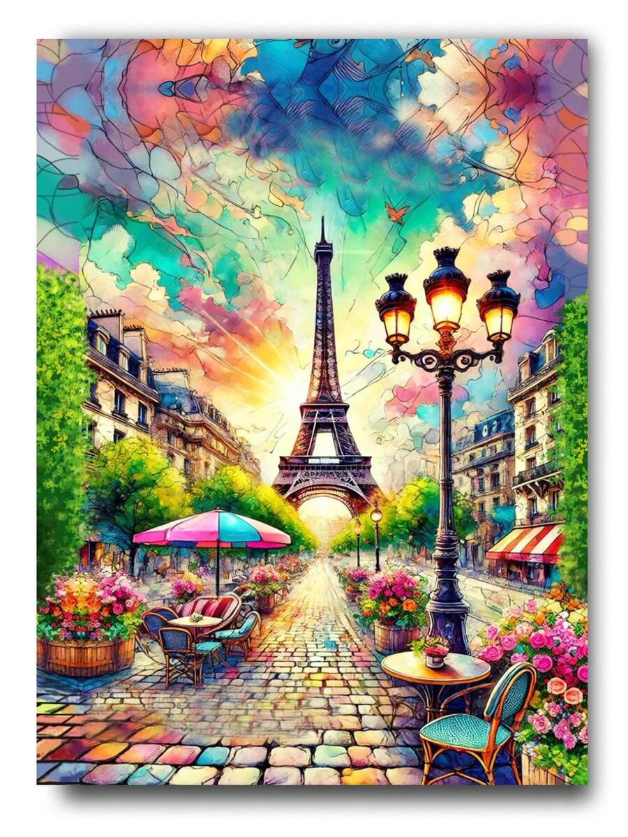 Colorful Parisian Scenery Diamond Art Kits For Adults - 5D Diamond Painting Kits For Beginners,DIY Full Drill Dots Gem Art Paint Picture For Home Wall Decor - Multicolor - View 1